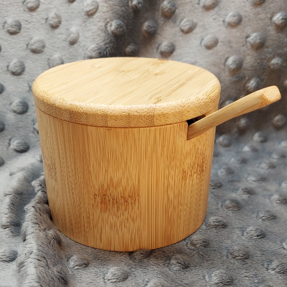 Totally Bamboo Little Dipper Salt Cellar with Salt Spoon, 6-Oz.